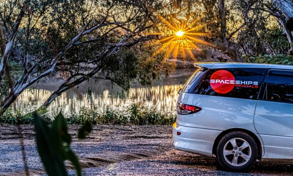 Beta campervan road trip sunset