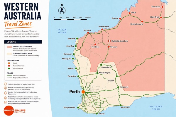 Western Australia map and travel zones