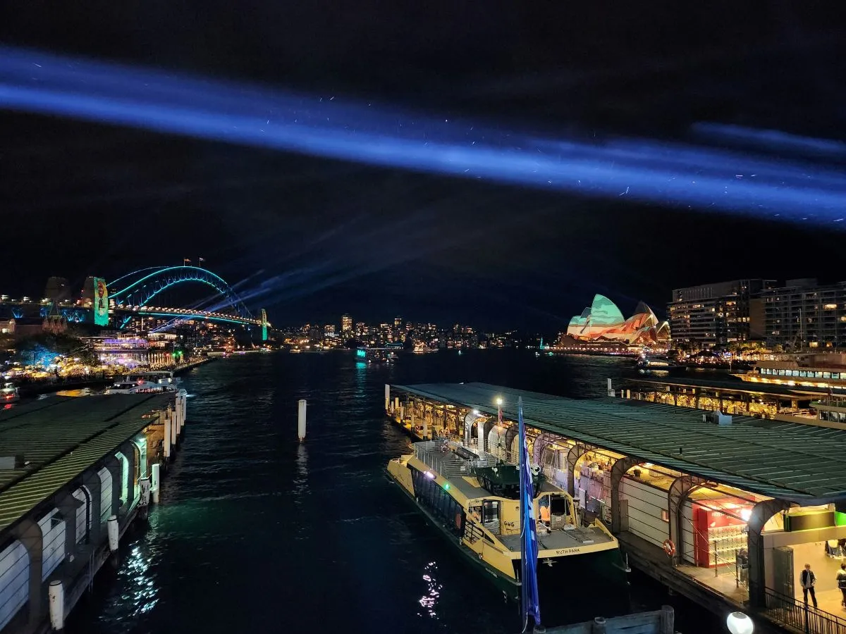 Sydney Harbour lightshow at night
